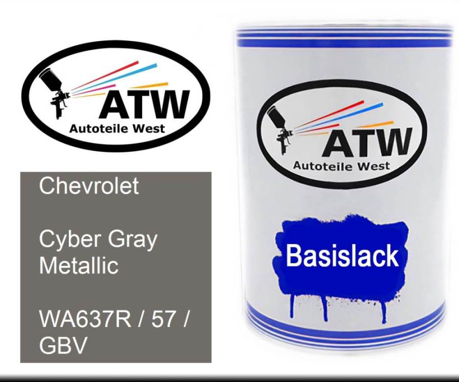 Chevrolet, Cyber Gray Metallic, WA637R / 57 / GBV: 500ml Lackdose, von ATW Autoteile West.